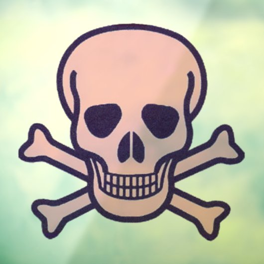 スカルnボーンズピンクのラウンドウィンドウの後ろのスティック ウィンドウサイン (シート3)