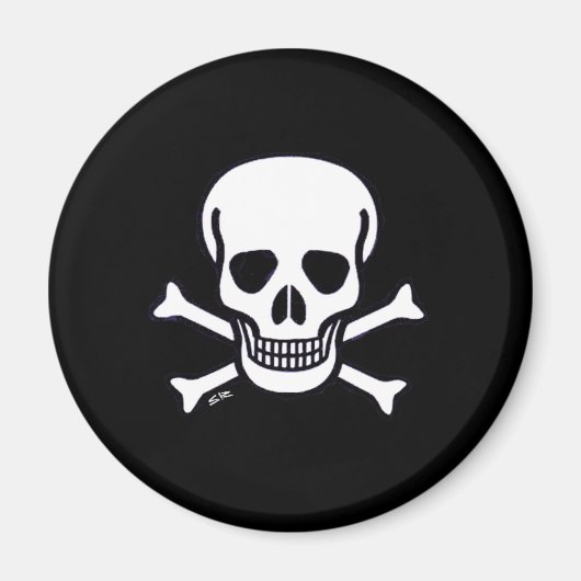 スカルnボーンズブラックマグネット マグネット (正面)