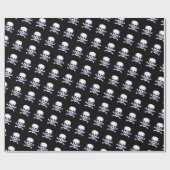 スカルnボーンズブラックマットラッピング紙 ラッピングペーパー (フラット)