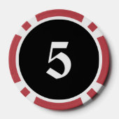 スカルnボーンズブラックレッド5ストライプのトランプのポーカーチップ ポーカーチップ (裏面)