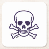 スカルnボーンズホワイト紙飲み物用コースター スクエアペーパーコースター (正面)