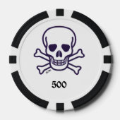 スカルnボーン500ストライプのトランプのポーカーチップ ポーカーチップ (正面)