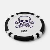 スカルnボーン500ストライプのトランプのポーカーチップ ポーカーチップ (シングル)