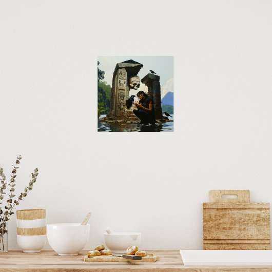 スカルRaven Sepulcher Witchy AIアートマット値 ポスター (キッチン)