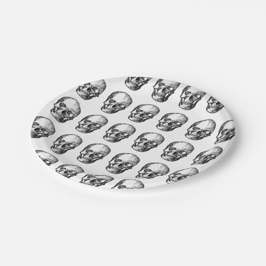 スカルRIP 20s 30thおもしろいハロウィーンゴシック誕生日 ペーパープレート (アングル)