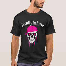 スカルTシャツDeadly in Loveトレンディーグラフィックティー Tシャツ