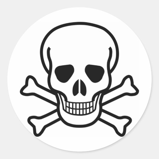 スカルXの骨が交差した図形 ラウンドシール (正面)