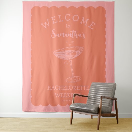 スカロップエッジバチェロレッテ背景カクテル タペストリー (インサイチュ)