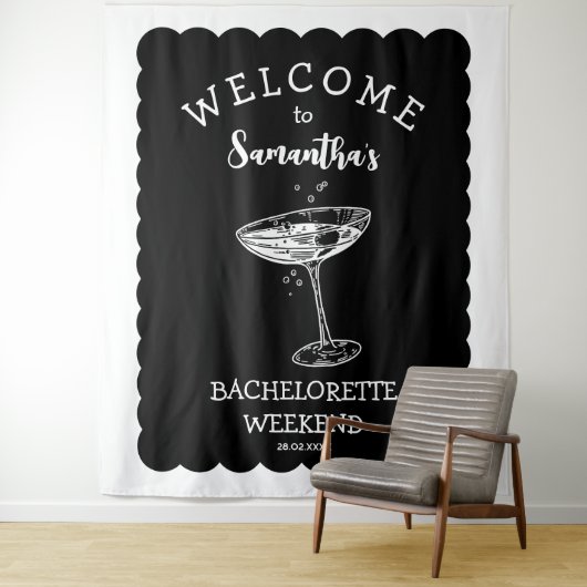 スカロップエッジバチェロレッテ背景カクテル タペストリー (インサイチュ)