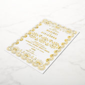 スカロップドメキシコパペルピカドフローラホワイト結婚ズ 箔招待状 (回転した状態)