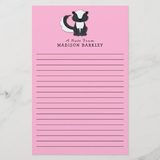 スカンキッドのかわいいウッドランド動物 便箋 (正面)