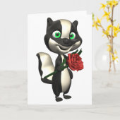 スカンクおよび赤いバラの挨拶状 カード (黄色い花)