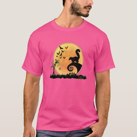 スカンクとムーン怖い動物ハロウィーンの衣装 Tシャツ (正面)