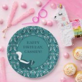 スカンクと花ダークブルーティール(緑がかった色)グリーンパーソナライズされた ペーパープレート (パーティー)