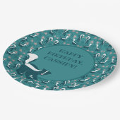 スカンクと花ダークブルーティール(緑がかった色)グリーンパーソナライズされた ペーパープレート (アングル)