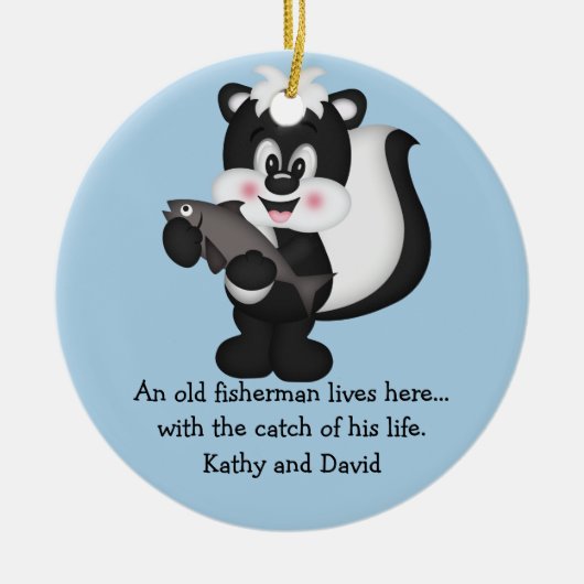 スカンクと魚 セラミックオーナメント (正面)