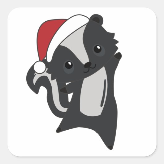 スカンクのクリスマスが冬の動物をスカンク スクエアシール (正面)