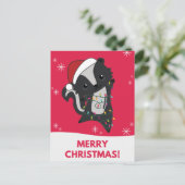 スカンククリスマススススカンクス冬動物ホリデーポスト シーズンポストカード (スタンド正面)