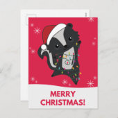 スカンククリスマススススカンクス冬動物ホリデーポスト シーズンポストカード (正面/裏面)