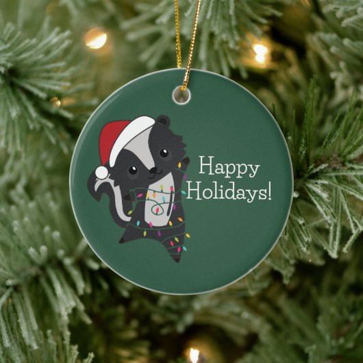 スカンククリスマススススカンク冬動物アダルトクロス セラミックオーナメント (ツリー)