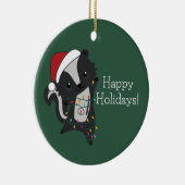 スカンククリスマススススカンク冬動物アダルトクロス セラミックオーナメント (右)