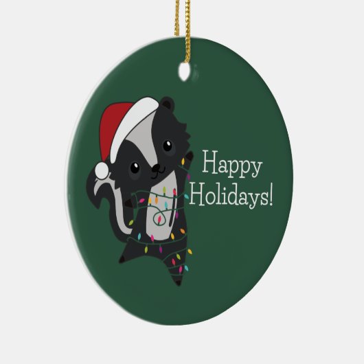 スカンククリスマススススカンク冬動物アダルトクロス セラミックオーナメント (右)