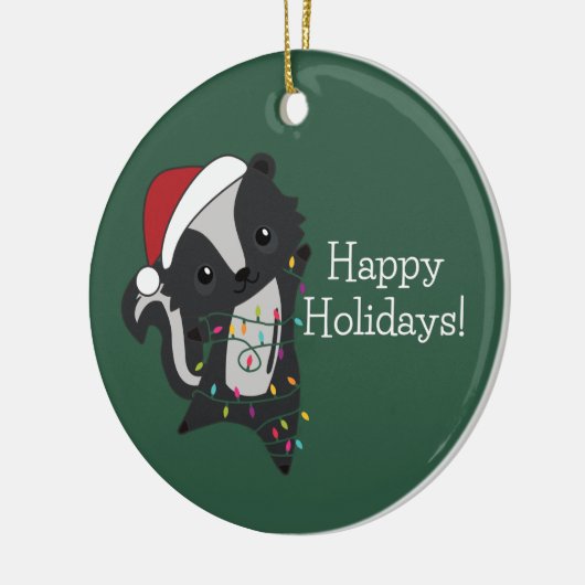 スカンククリスマススススカンク冬動物アダルトクロス セラミックオーナメント (左)