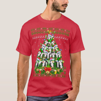 スカンククリスマス照明ツリーサンタスカンク醜いクリスマ Tシャツ
