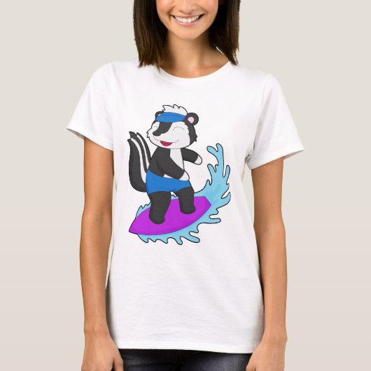 スカンクサーフィンサーフボードサマー Tシャツ (正面)