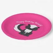 スカンクバースデーパーティーキッズピンク紙プレート ペーパープレート (アングル)