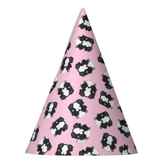 スカンクバースデーパーティーピンク パーティーハット (左)