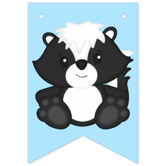 スカンクバースデーパーティーブルー バンティングフラッグ (第1の旗)