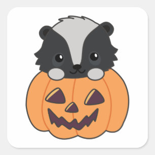スカンクパンプキンキュートスカンクスハッピーハローウィンスクエアS スクエアシール