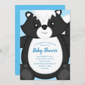 スカンクベビーシャワーブルー 招待状 (正面/裏面)