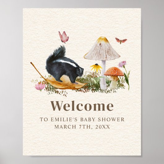 スカンクリトルスティンカーガールベビーシャワーフローラ ポスター (正面)