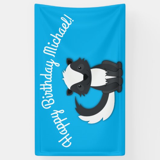 スカンク誕生日パーティーキッズ 横断幕 (縦)