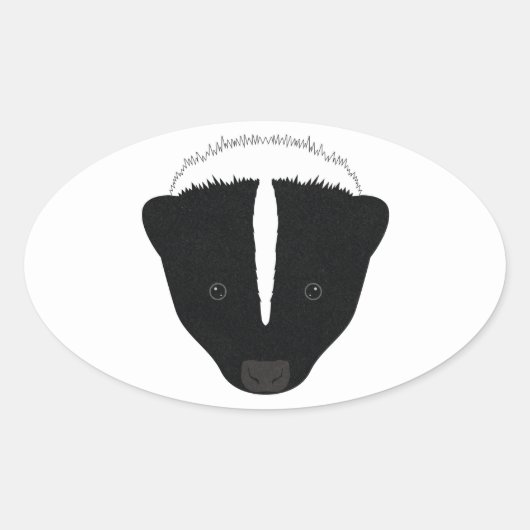 スカンク顔 楕円形シール (正面)