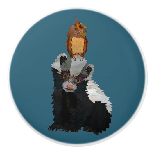 スカンク&フクロウ セラミックノブ (正面)