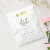 スカンジィフォーク花ブルーイエローカスタムウェディング フェイバーバッグ (封をした状態)