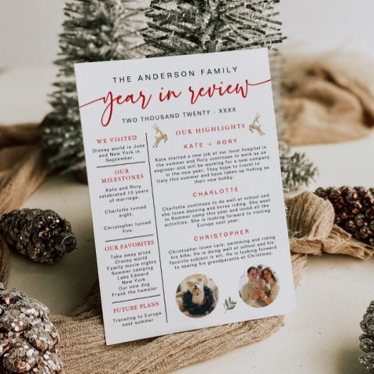 スカンジィ年レビューカードファミリーフォトコラージュ シーズンカード