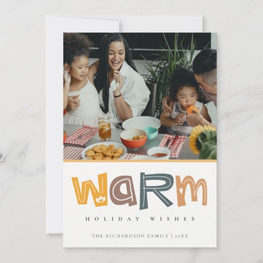 スカンジイエローグレー写真の暖かい願いクリスマス シーズンカード (正面)
