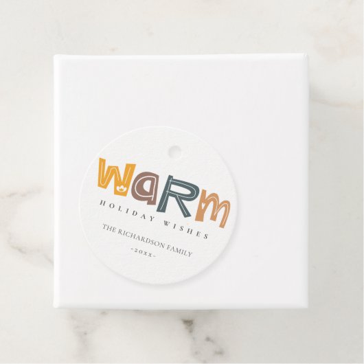 スカンジイエローグレー文字ウォームウィッシュクリスマス フェイバータグ (インサイチュ)