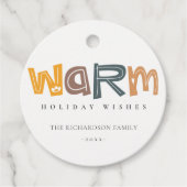 スカンジイエローグレー文字ウォームウィッシュクリスマス フェイバータグ (正面)