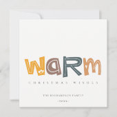 スカンジイエローグレー文字温かいクリスマスウィッシュ シーズンカード (正面)