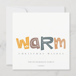 スカンジイエローグレー文字温かいクリスマスウィッシュ シーズンカード