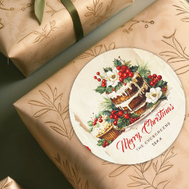 スカンジイ冬の紅葉メリークリスマス ラウンドシール