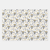 スカンジウィンタークリスマス金ゴールド&ブラックウッドランド ラッピングペーパーシート (正面3)