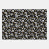 スカンジウィンタークリスマス金ゴールド&ブラックウッドランド ラッピングペーパーシート (正面2)