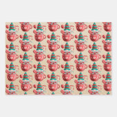 スカンジウィンタークリスマス金ゴールド&ブラックウッドランド ラッピングペーパーシート (正面)