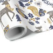 スカンジクリスマスかわいいウッドランド動物ホワイト ラッピングペーパー (ロールコーナー)